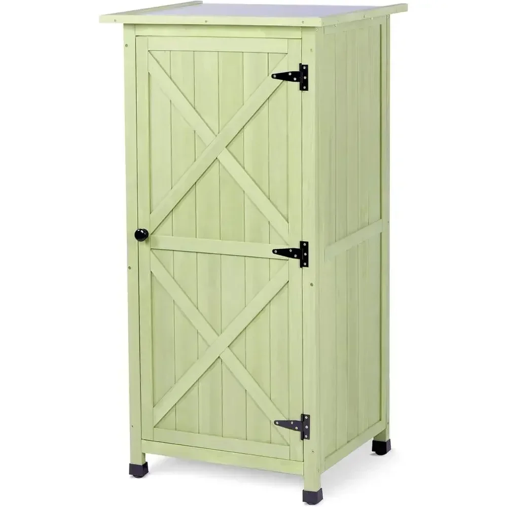 Outdoor Storage Cabinet with Waterproof Metal Roof for Garden Tools, Ideal for Yard, Patio, Deck, and Porch (Green, 20 x 24 x 48