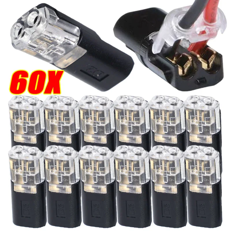 

2 Pin Electrical Wire Connector Double-Wire Plug-in Connector with Locking Buckle Auto Connector Set Wire Connectors Pluggable