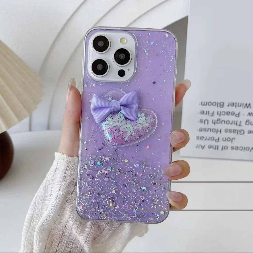 Casing Redmi 14C 3D Quicksand Love Heart untuk Xiaomi Redmi 14C 13 13C 12C 10C 9A 9C A3 A5 4G Bling Glitter Soft Cover