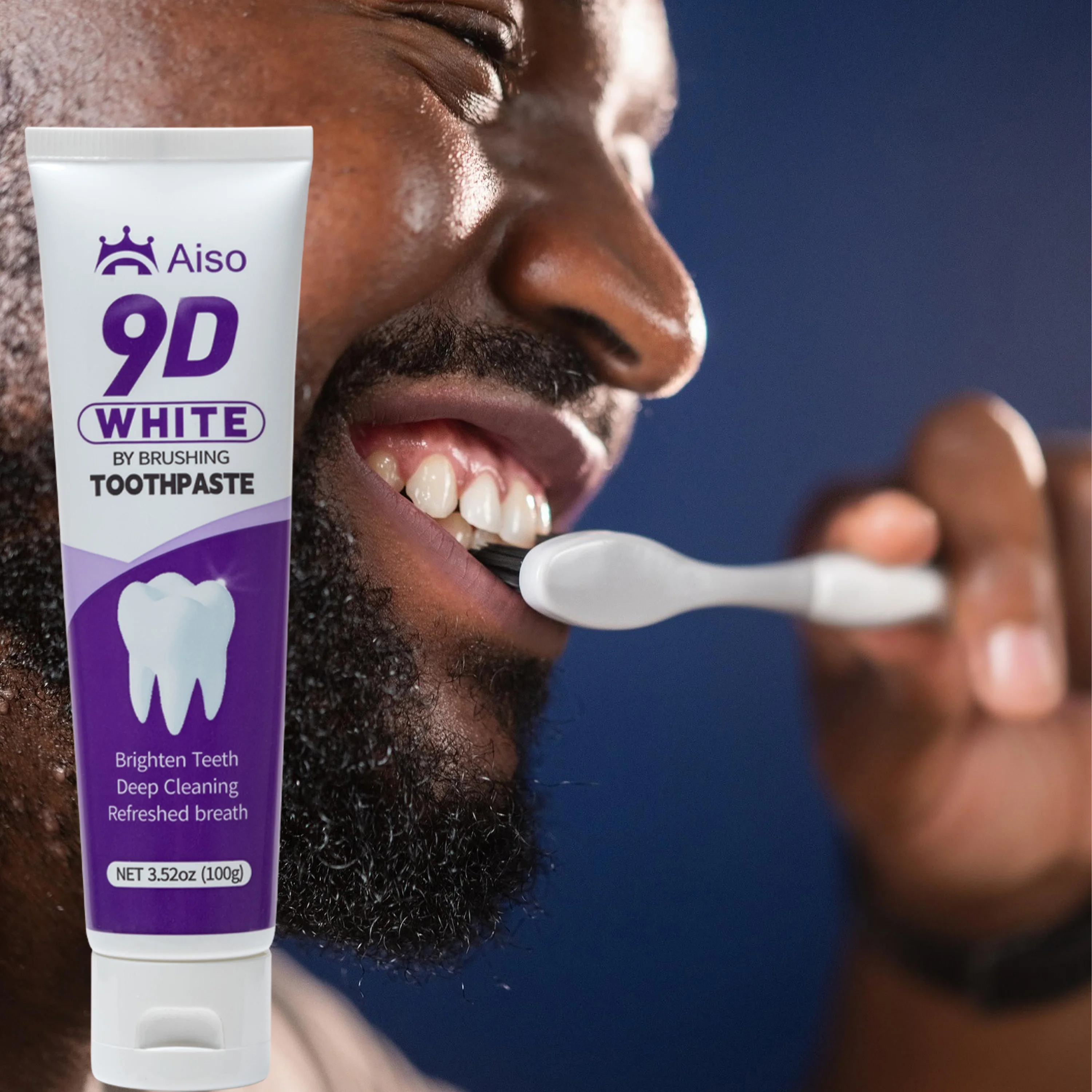 9D purple white toothpaste, deep cleaning, make teeth more shiny, fresh breath, suitable for home use 3.52