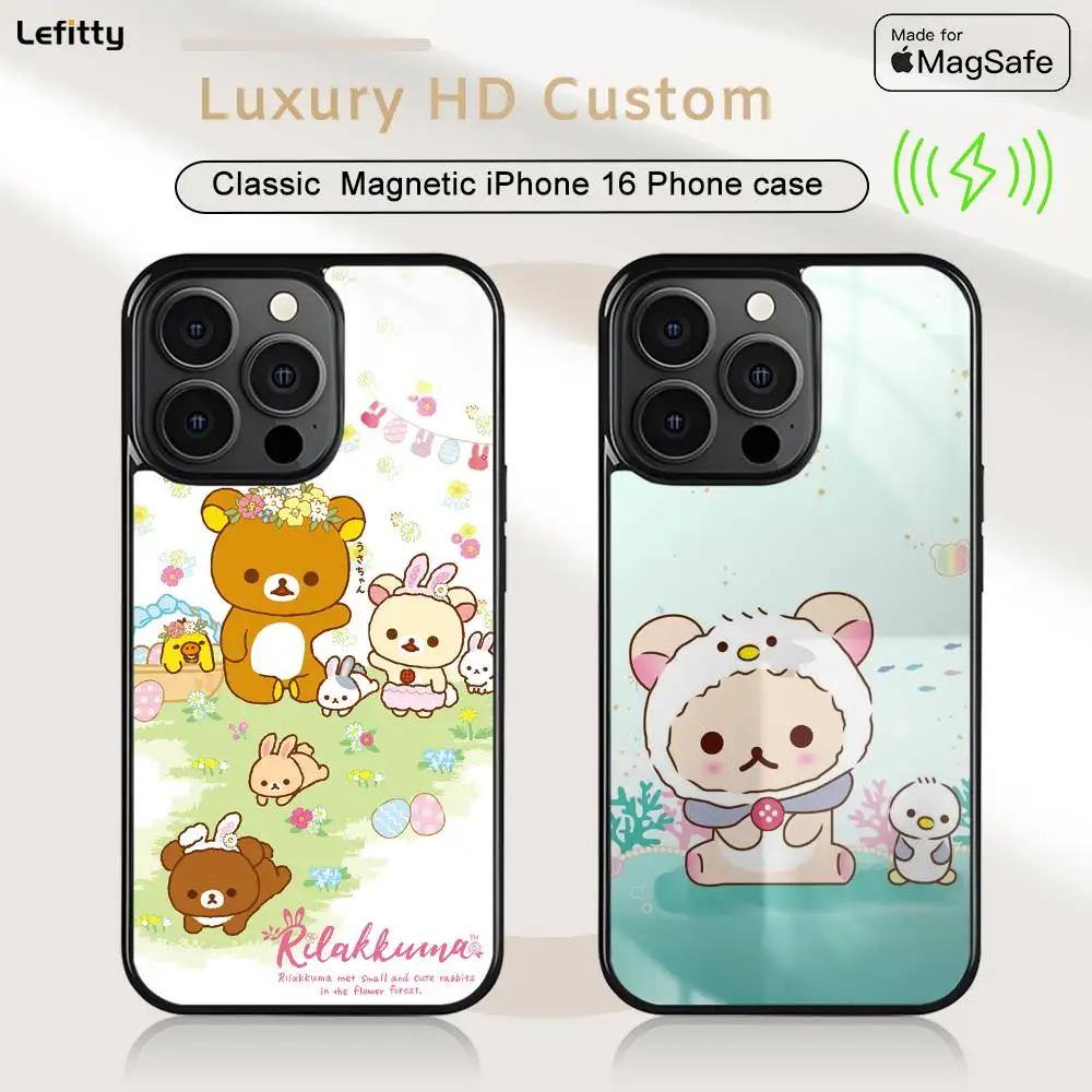 

1PC Cartoon K-Korilakkuma Phone case For iPhone 16 15 14 13 12 11 Pro Max Plus Mini Magsafe Charging Cover Magnetic Hard Shell