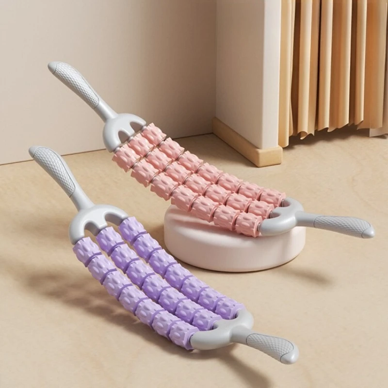 

3-Row Flexible Kids Massage Stick Yoga Sensory Training Roller Muscle Relaxation Tool for Leg Arm Back Children Home Gym Fitness