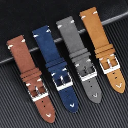 18Mm 20Mm 22Mm Hoge Kwaliteit Suède Horloge Strap Quick Release Horlogeband Accessoires Vintage Handgemaakte Stiksels Horlogeband