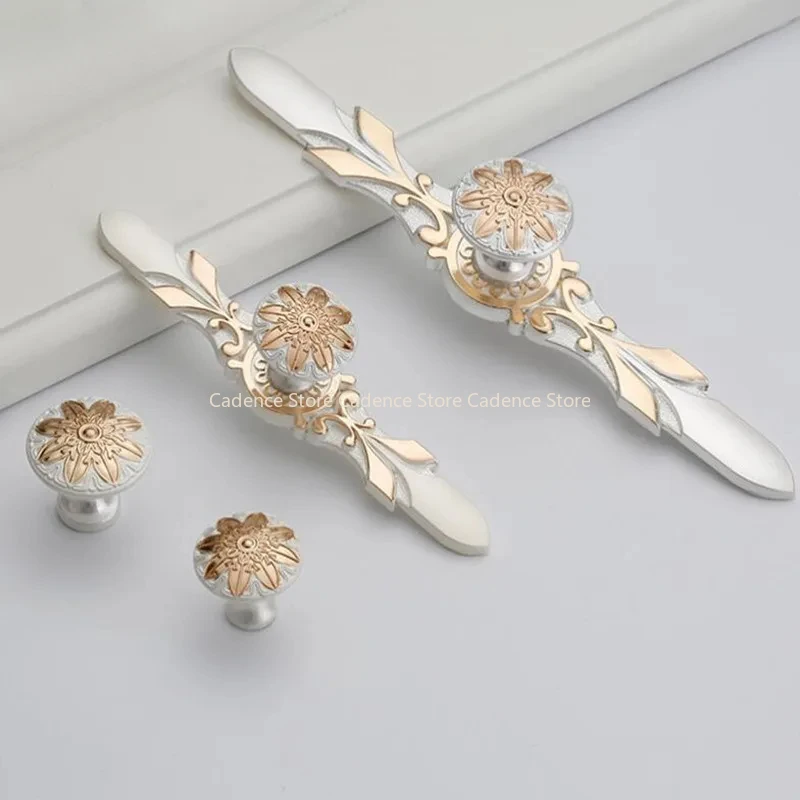 

European Zinc Alloy Gold Silver Cabinet Knobs And Handles Kitchen Cupboard Door Pulls Drawer Knobs Furniture Hardware