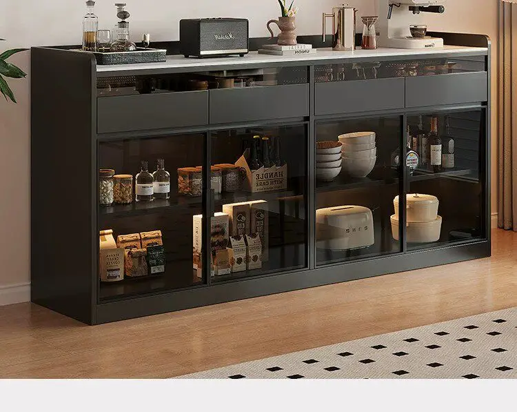 Modern Sideboard Cabinet With Glass Door Buffet Storage Cabinet With Drawers Kitchen Dining Living Room Furniture Coffee Bar