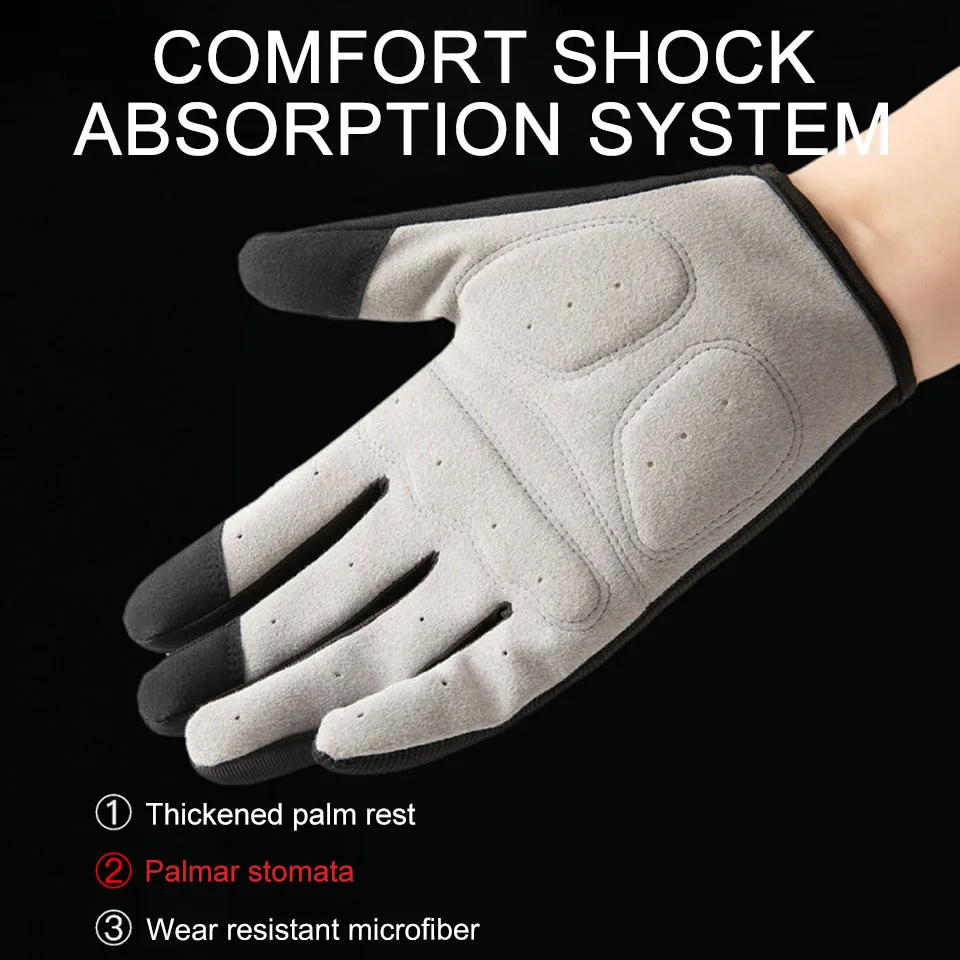 GOBYGO Cycling Gloves Shock Absorption Touch Screen Anti Slip Men Women Outdoor Sport Fitness Riding MTB Bike Full Finger Gloves