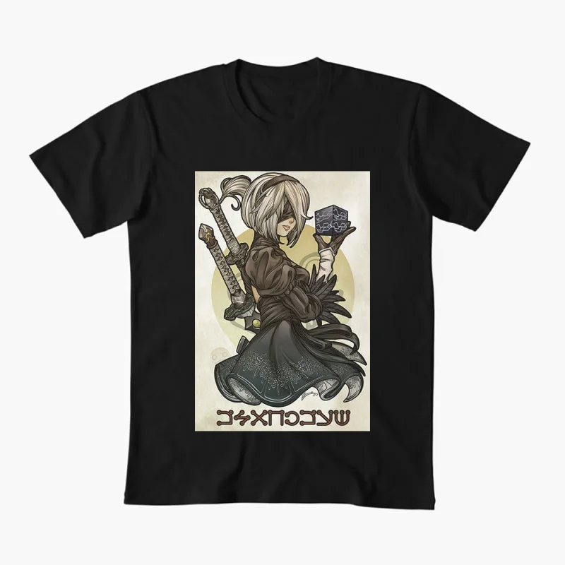 

2B NieR Automata Yorh No. 2 Type B Anime T-shirt for Gamer 0607 Waifu Girl Cyber Punk Graphic Clothes Y2K Tee US Size Tops S-6XL