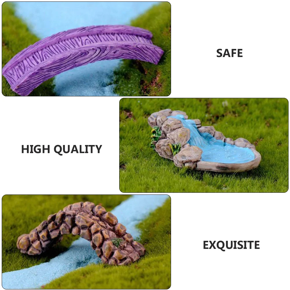 5pcs Mini Garden Ornaments Resin Landscaping Decor Small Outdoor Garden Decors Unique Pond Bridge Ornament For Bonsai Diy Home