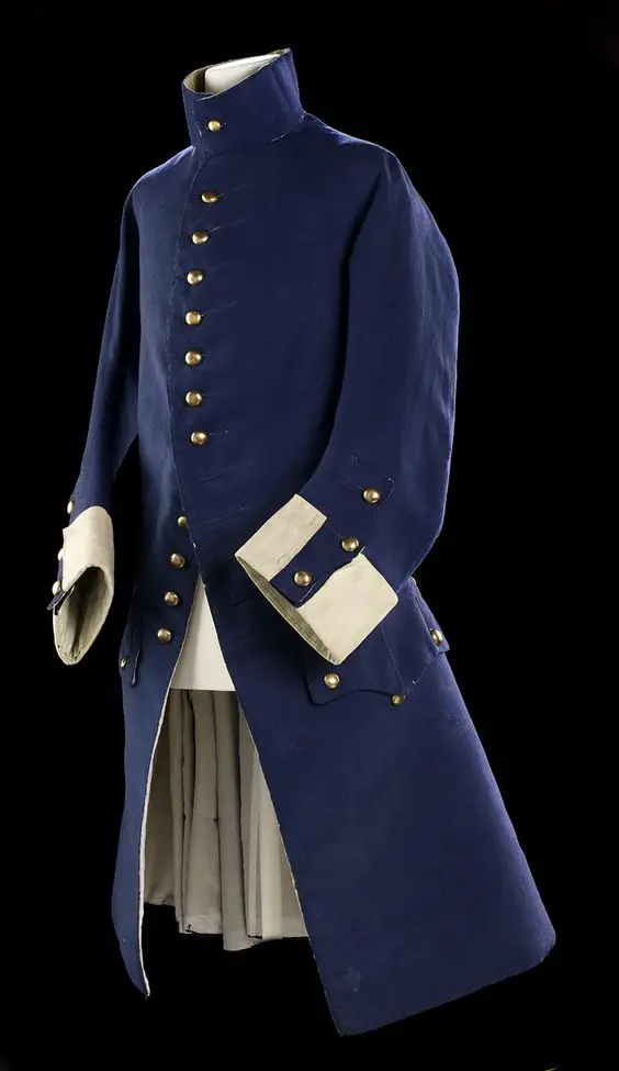 Adult Men 1775-1780 Naval officer Frock Coat Victorian Rococo Blue navy Jacket regency jacket Medieval Vintage Jacket