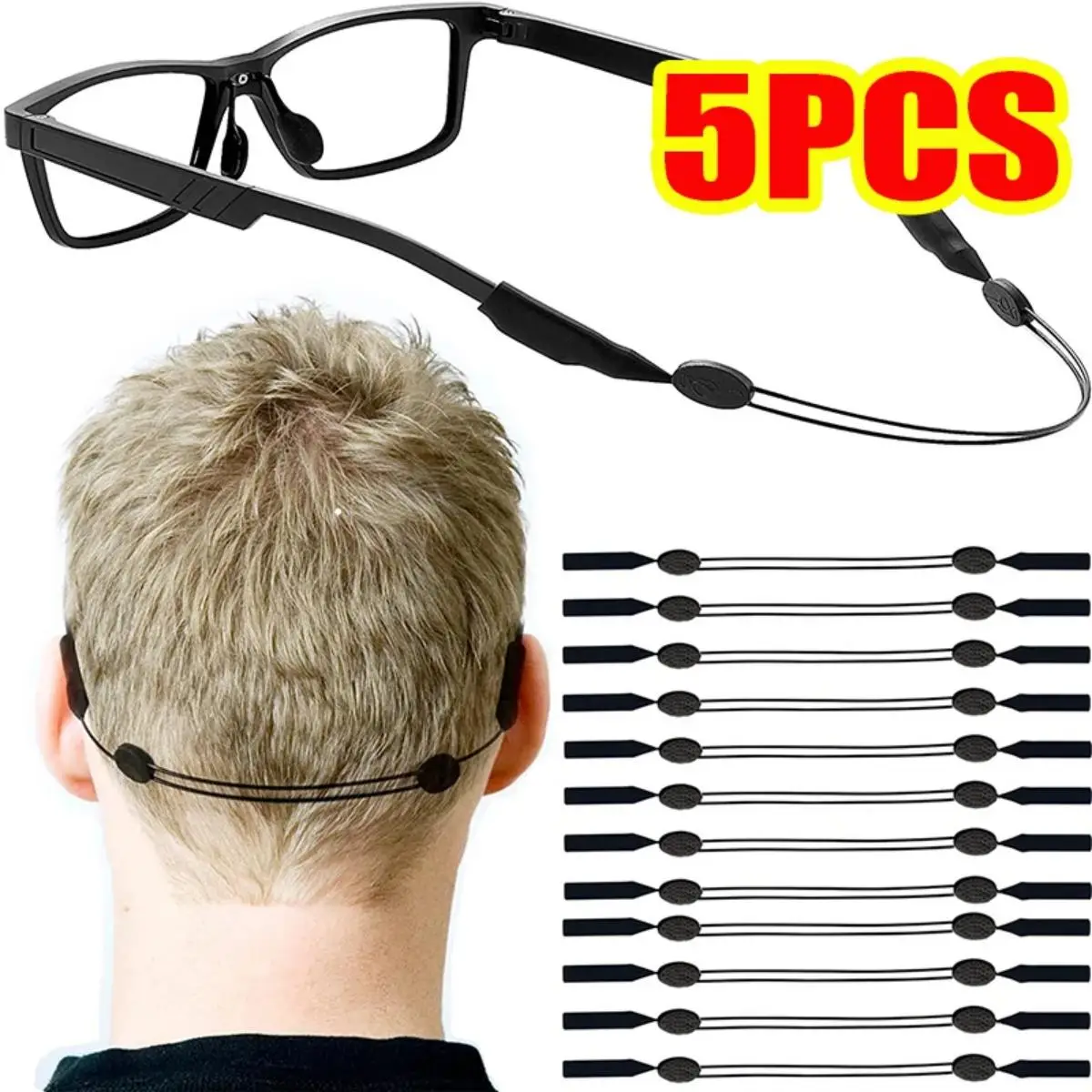 5pc Adjustable Anti-slip Eyewear Retainer Universal Fit Eyeglass Lanyard Sports Sunglasses Uni Holder Strap Lanyard