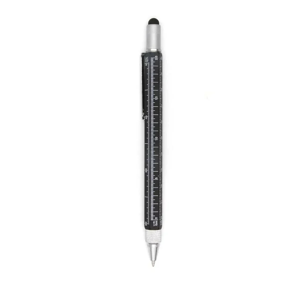 6 In 1 Multi-function Tool Pen 149mmLevel Scale Touch Screen 6in1 Metal Ballpoint Pen Versatile Carpenters Engineers Pen