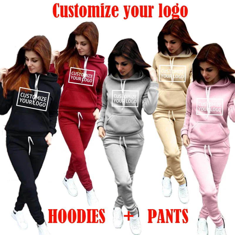 

Customize your own Fall 2024 hoodie set, DIY casual warm solid color hooded long sleeved pants set with multiple pockets