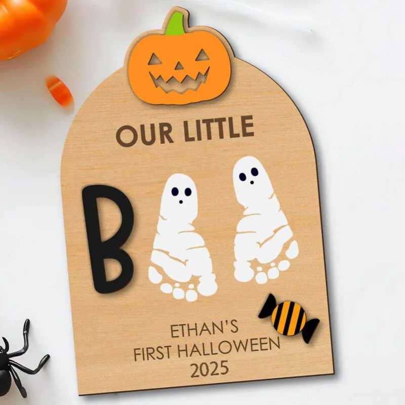Halloween Footprint Board Handabdruck Schild Baby Halloween Karneval Nacht Spaß Gedenkgeschenk