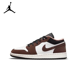 Zapatillas de baloncesto Air Jordan 1 para mujer, zapatos bajos Retro de clase baja, color marrón Chocolate, blanco, GS, originales, DM0589-200