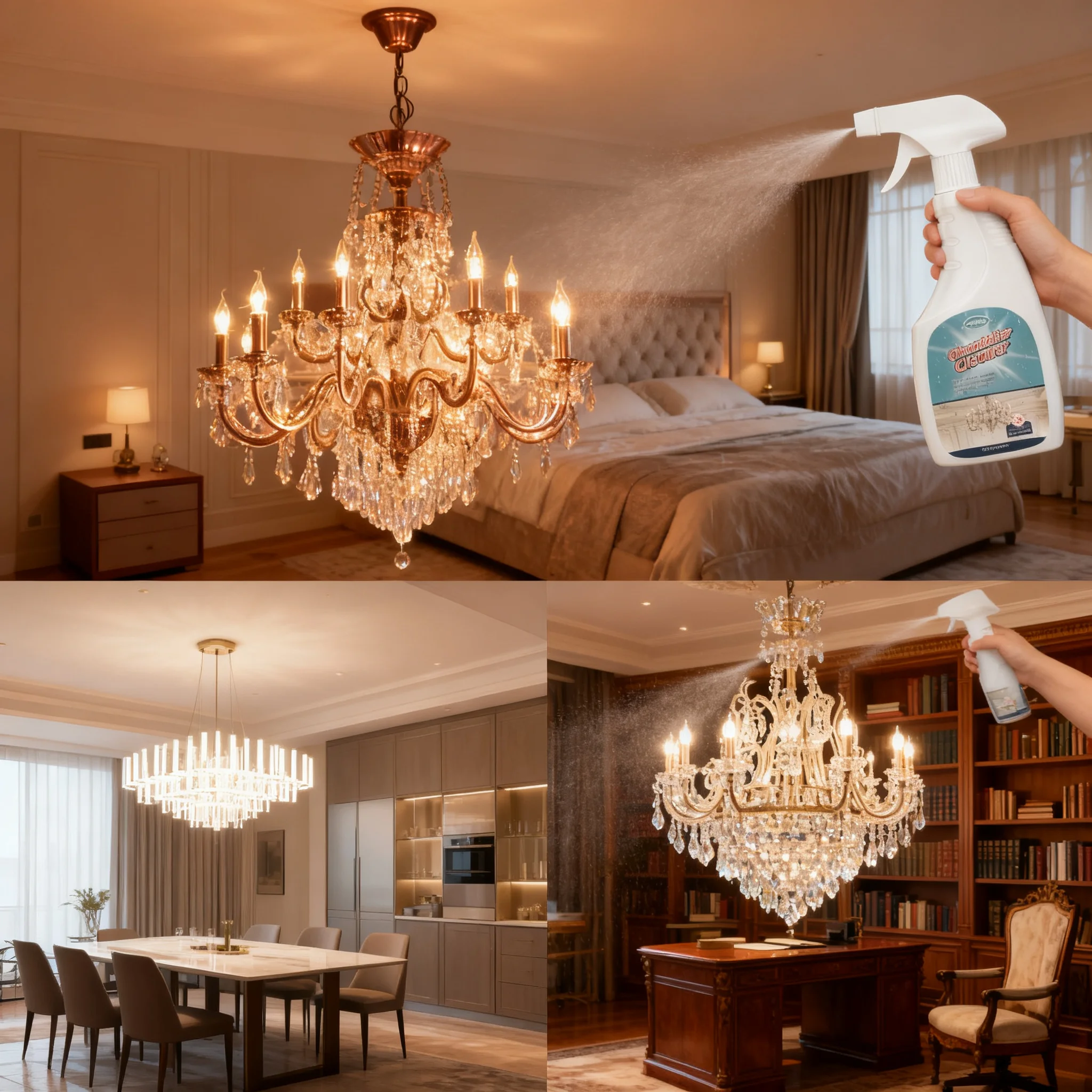 Chandelier Cleaner Powerful No Wipe Cleaning Spray Efficient Dust Removal Crystal Brightening Agent Household Cleaner 1bottle