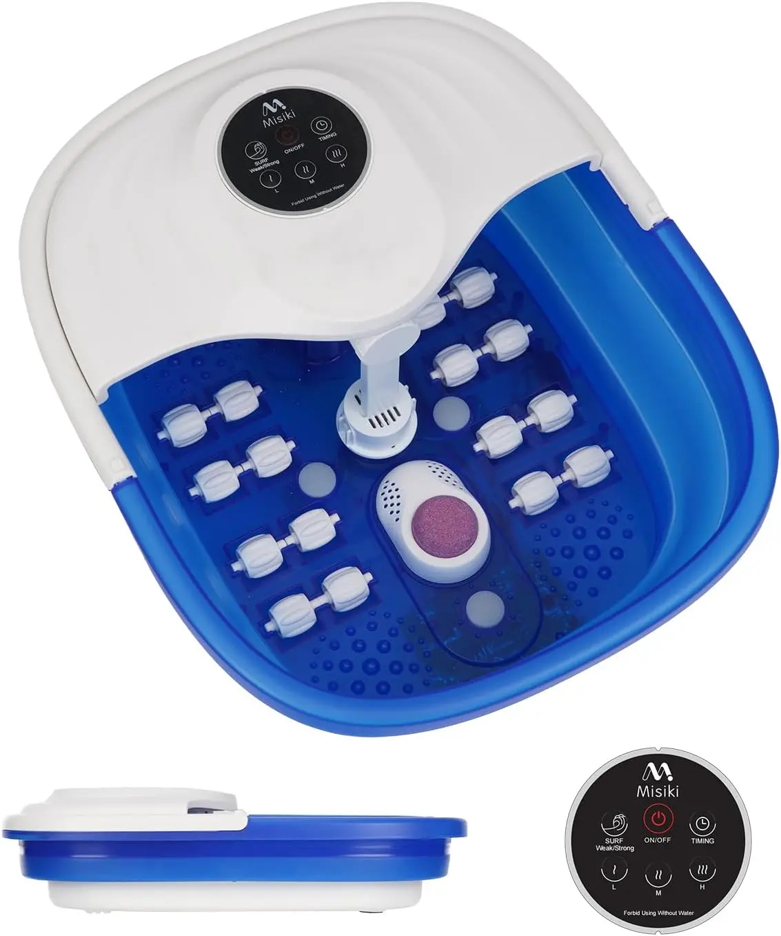 

Складная гидромассажная ванночка для ног с подогревом и пультом ДУ, 16 массажных роликов, быстрый нагрев для расслабления, подходит для мужчин, размер 12, цвет королевский синий