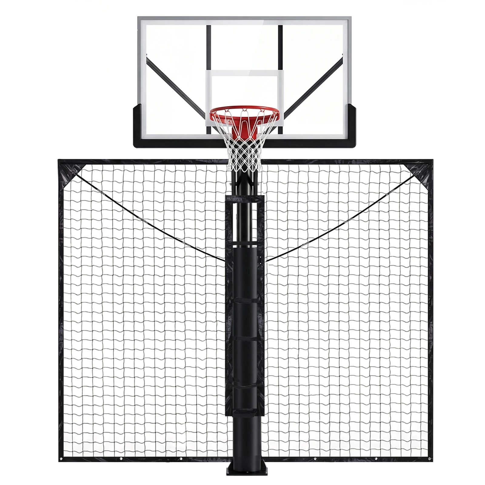 

Foldable Ball Nets Catcher for Square Poles 12FT X 10FT Basketball Return & Defensive Net System UV-Resistant Training Equipment