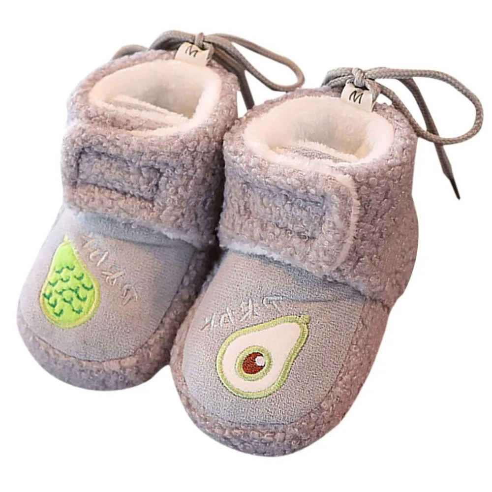 Durable Fleece Toddler Snow Boots Warm Soft Sole Infant First Walking Shoes Anti Slip Anti-Drop Footwear Winter