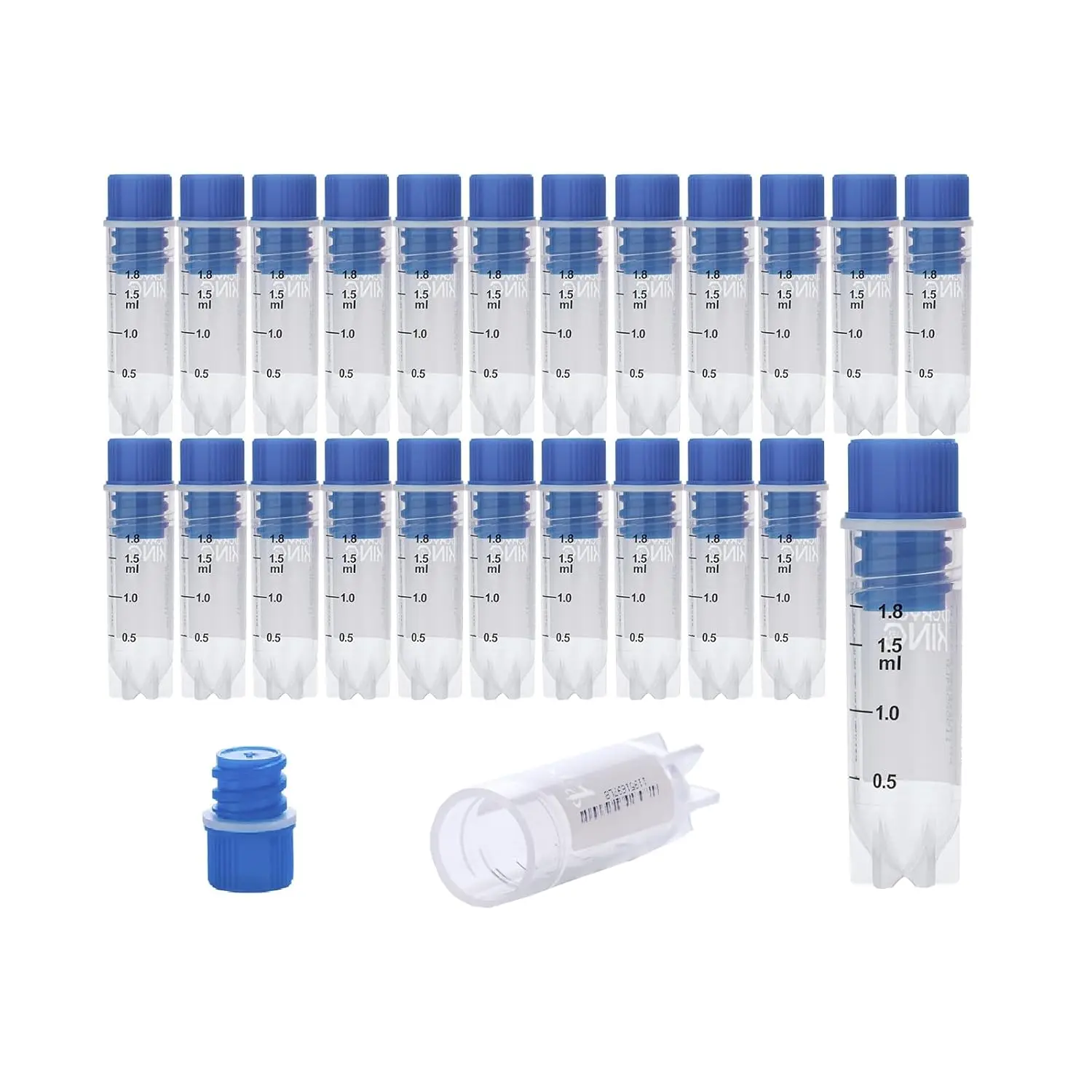2ml PP test Tubes, Freezing Storage Sample Tubes with External Thread, Laboratory Cryogenic Vials，Sterilisation,，25Pcs/Pack