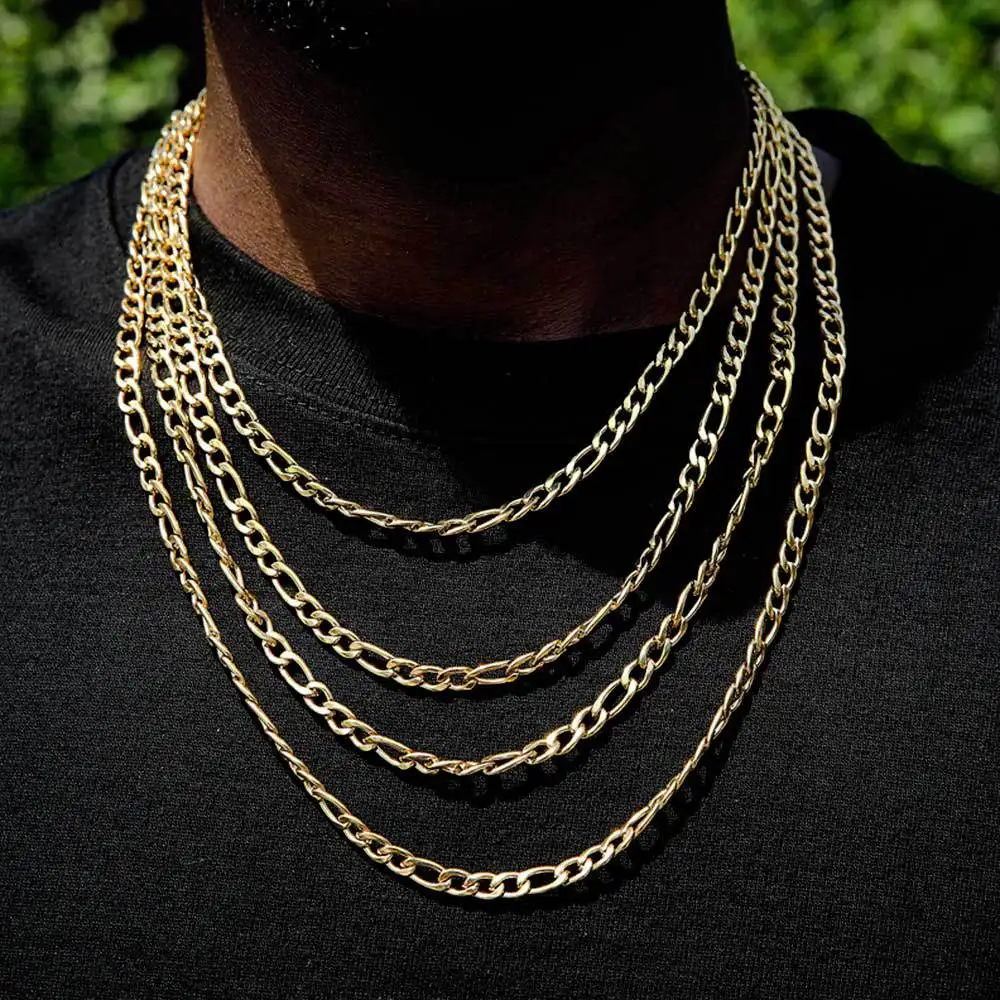 

45-60cm 18k Gold 3mm Figaro Chain Necklace For Women Men Long Necklace Hip Hop Jewelry Gift