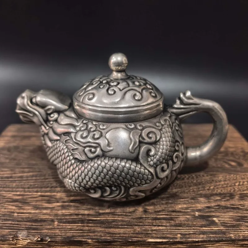 

Vintage Dragon Statue Teapot Brushed Relief Tea Pot Chinese Kung Fu Teapot Office Desktop Tea Pet Home Decoration Crafts
