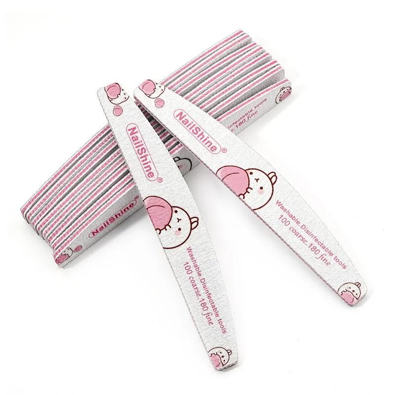 10 Pcs/Lot Professional Nail Files Buffer 100/180 Limas Manicura Block Grey Boat Gel Polishing Acrylic Sanding Nail File Kit image 2