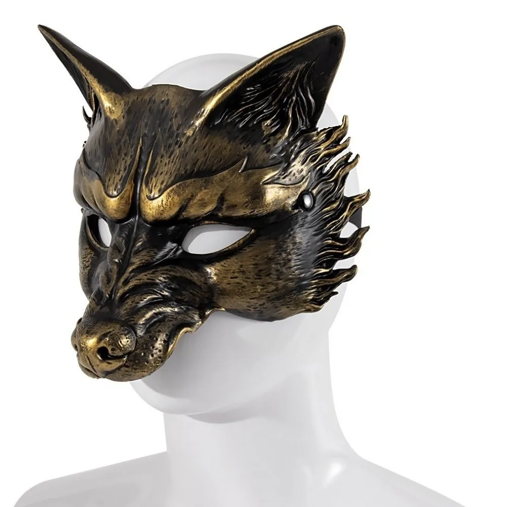 Creative Wolf Halloween Mask Half Face Animal Masquerade Mask Dress Up Props Foam Cosplay Mask Men