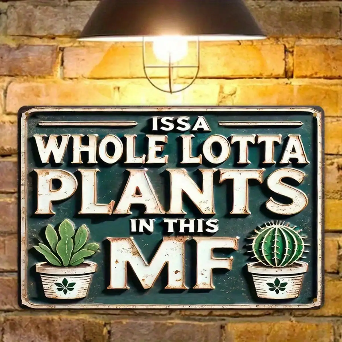 قطعة واحدة من نباتات القصدير Issa Hole Lotta - ديكور المنزل/الحديقة، لوحة فنية جدارية معدنية من الألومنيوم، 8 × 12 بوصة