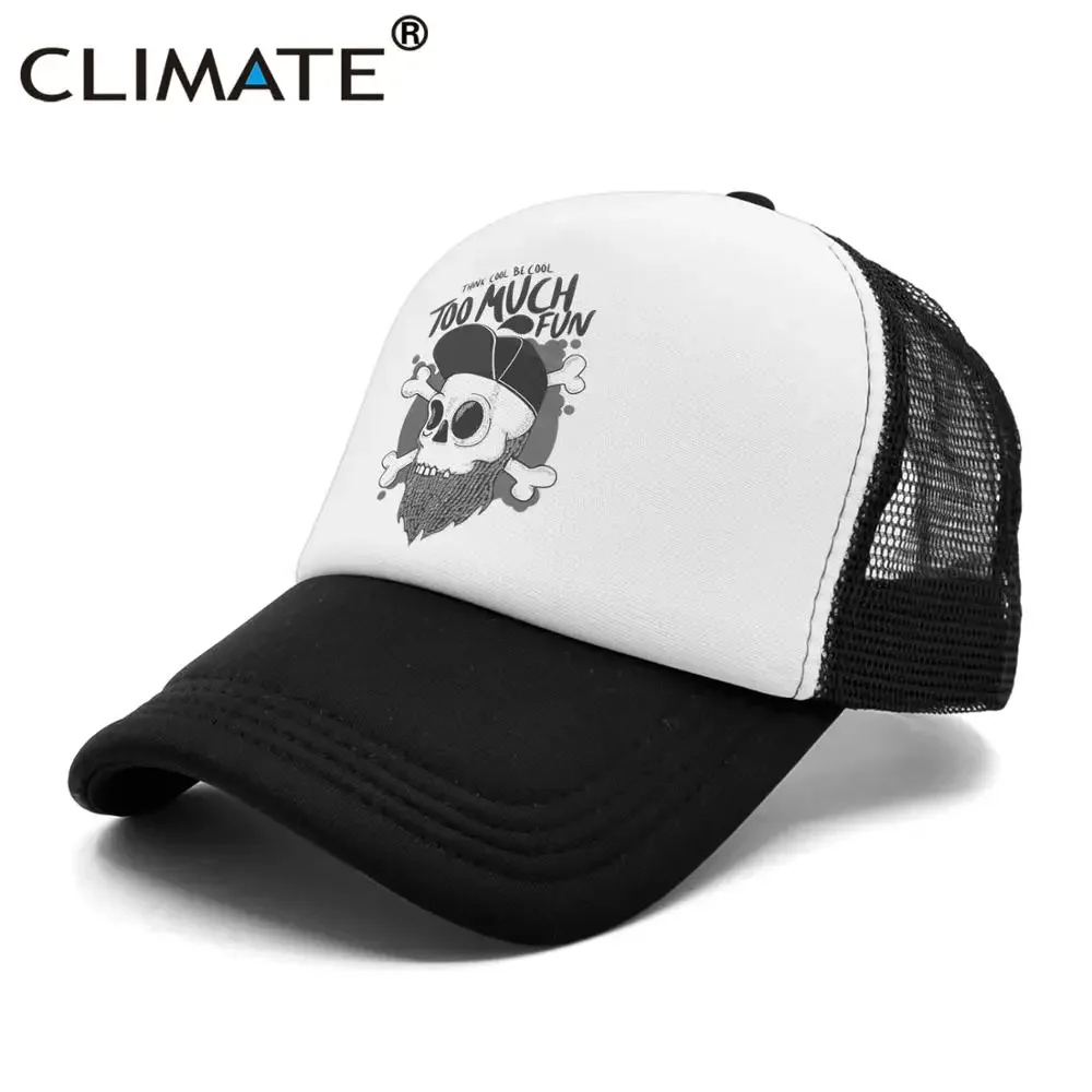 CLIMATE  Hiphop Trucker Cap Youth Funny Skeleton RUDE Cap Hip Hop Hiphop Street Culture Cap Too Much Cool Skulls Summer Mesh Cap