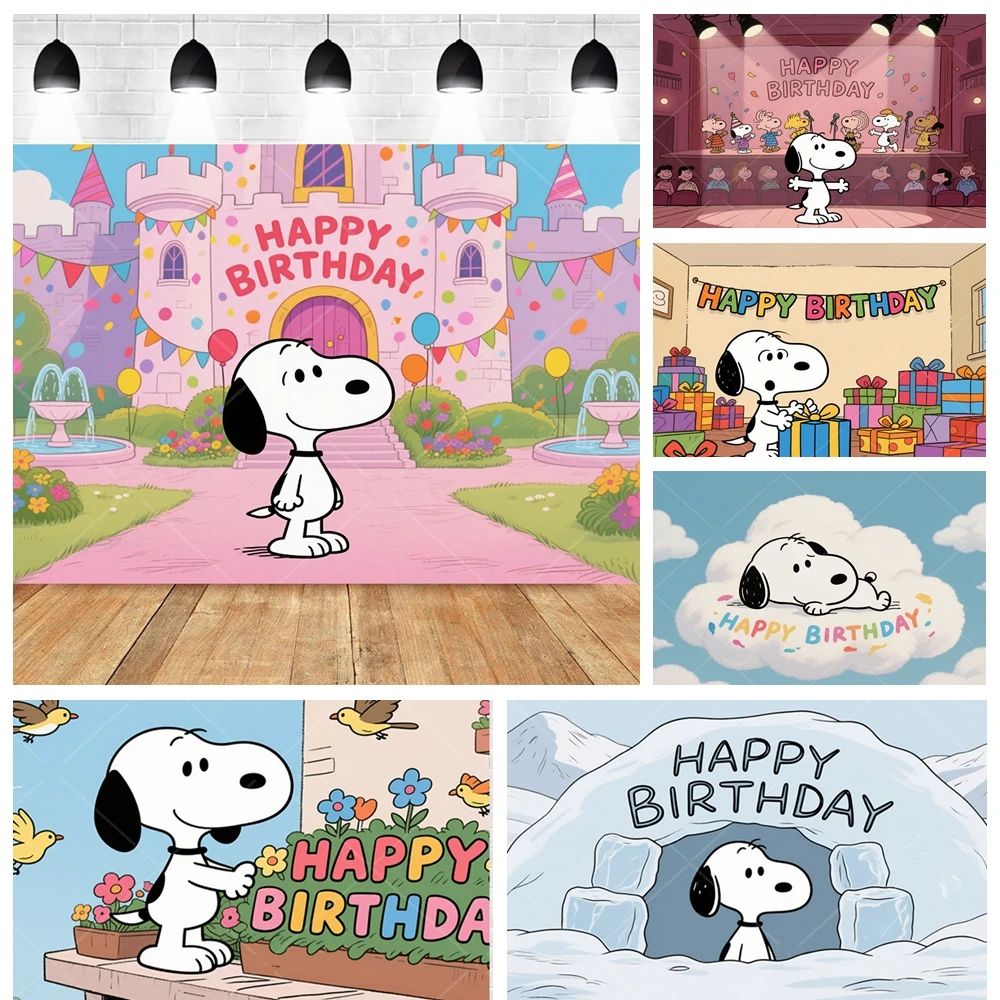 

Peanuts Snoopyed Photography Backdrop Custom Kids Children Birthday Party Decor Baby Shower Portrait Studio Photo Background