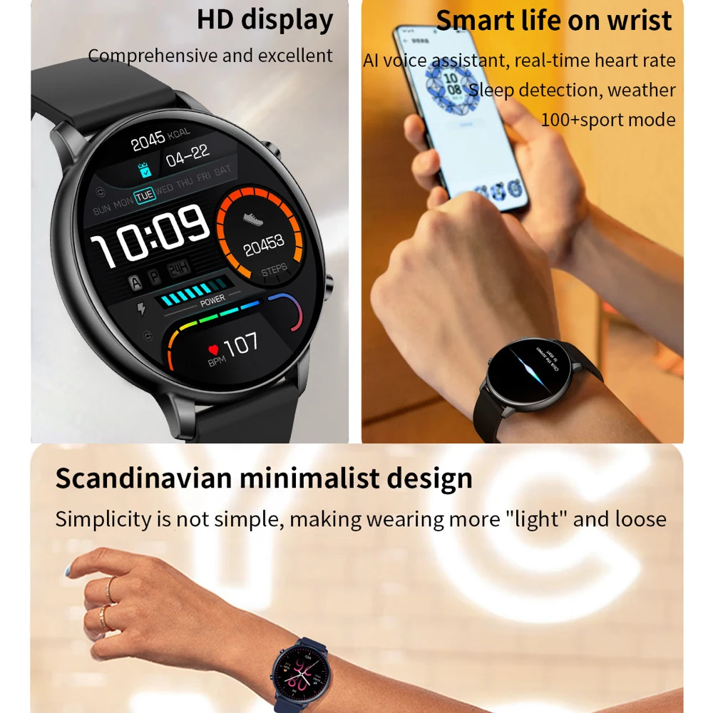 音声アシスタント 1.39 ' 男性青歯通話スマート腕時計女性フィットネススマートウォッチ女性防水睡眠心拍数健康モニター