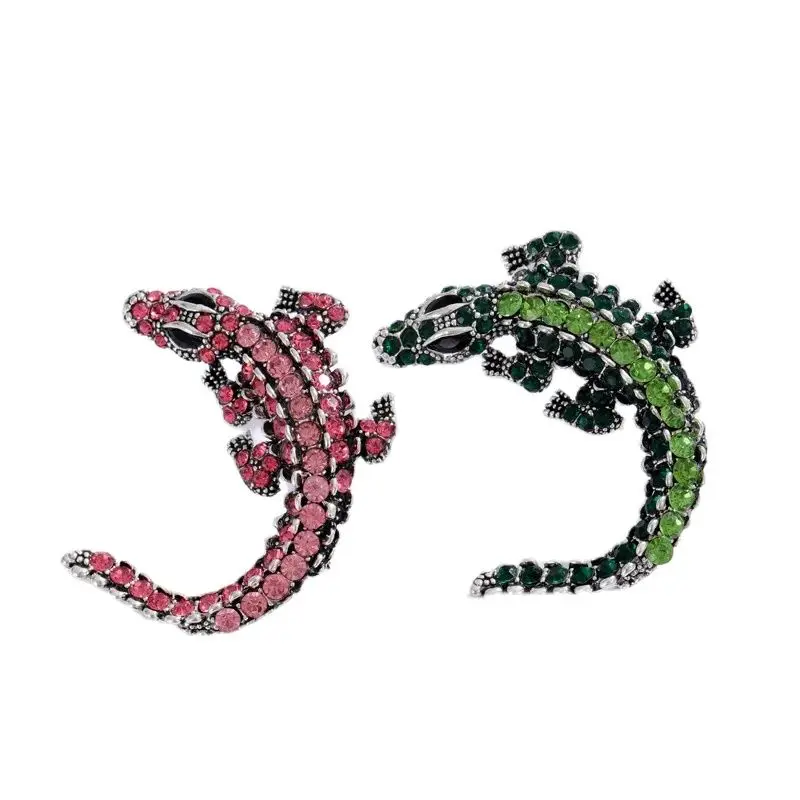 Hot punk realistic crocodile retro brooch luxury fashion cartoon animal pins men and women accessories jewelry gifts