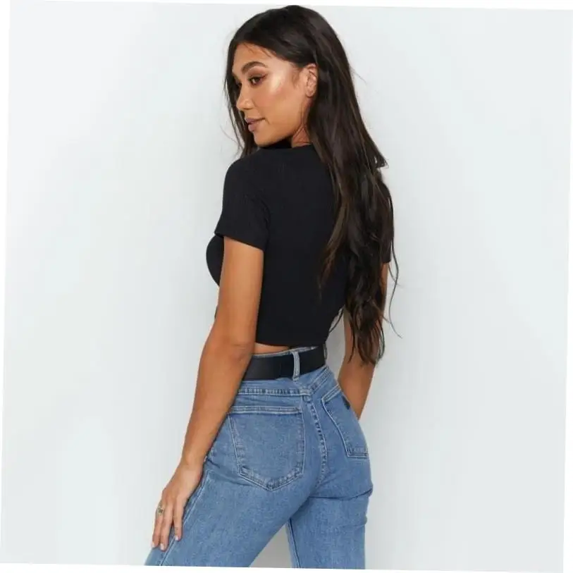 Women's White Crop Top Tee T-irt Cute Country Sle Summer Regular Fit ort Sve round Ne Regenerated Cellulose Fiber