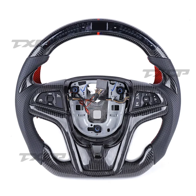 مناسب مخصص لسيارة شيفروليه كامارو كورفيت 2012-2015 عجلة القيادة الذكية المصنوعة من ألياف الكربون LED