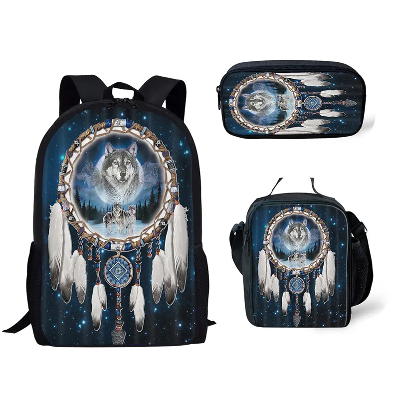 

2026 3Pcs/Set Dream Catcher Butterfly School Bag for Girls Boys Fashion School Bag Student Campus Backpack with Lunch Bag Pencil