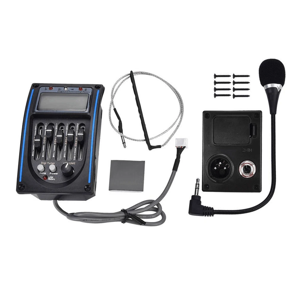 5 الفرقة الصوتية الغيتار Preamp EQ التعادل بيزو لاقط موالف مكبر للصوت LCD هيئة التصنيع العسكري الصوتية الغيتار أجزاء الملحقات