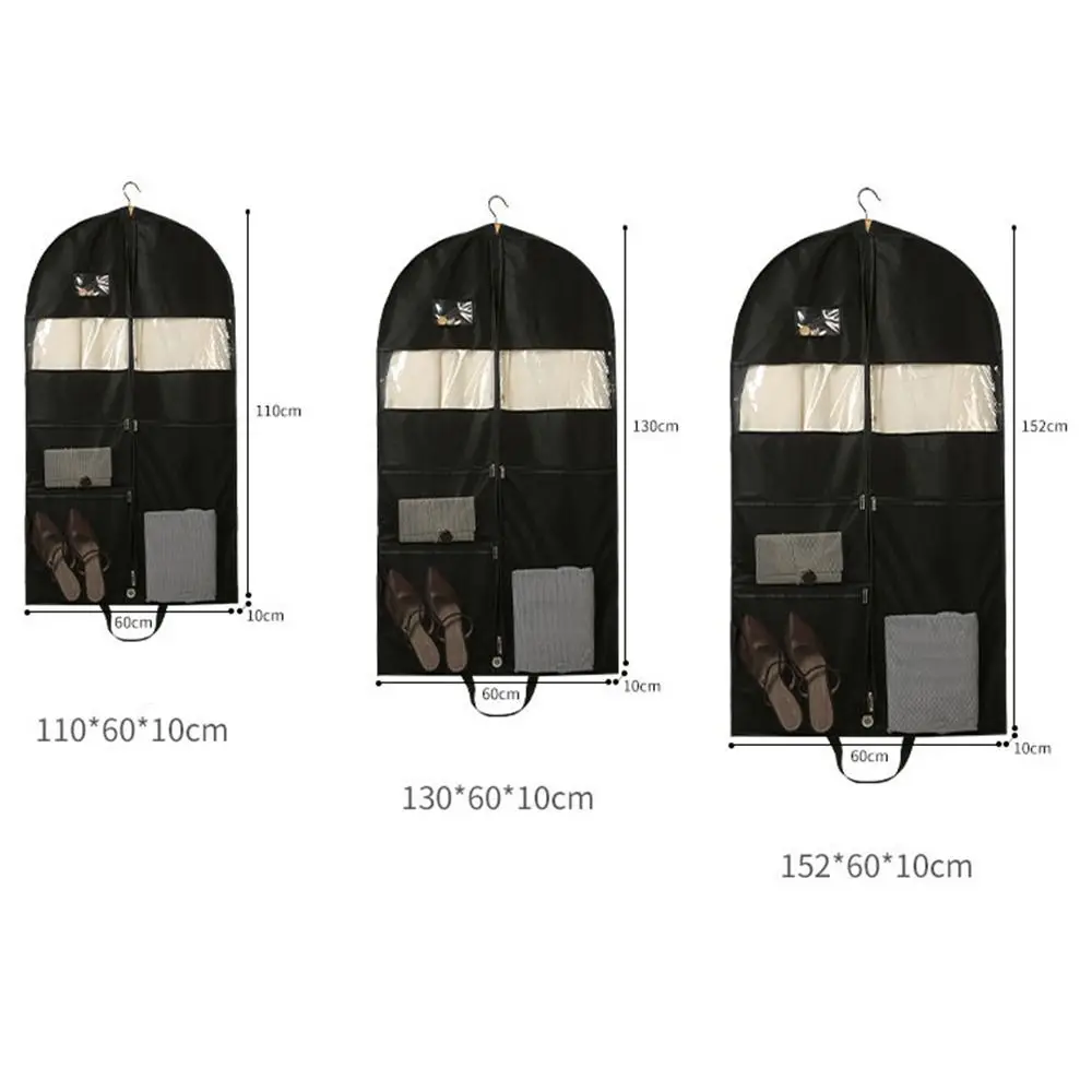 Gusseted Suit Cover Hanging Clothing Cover with 3 Large Mesh Shoe Pockets for Travel Breathable Clothes Bag Coats Dress Bags