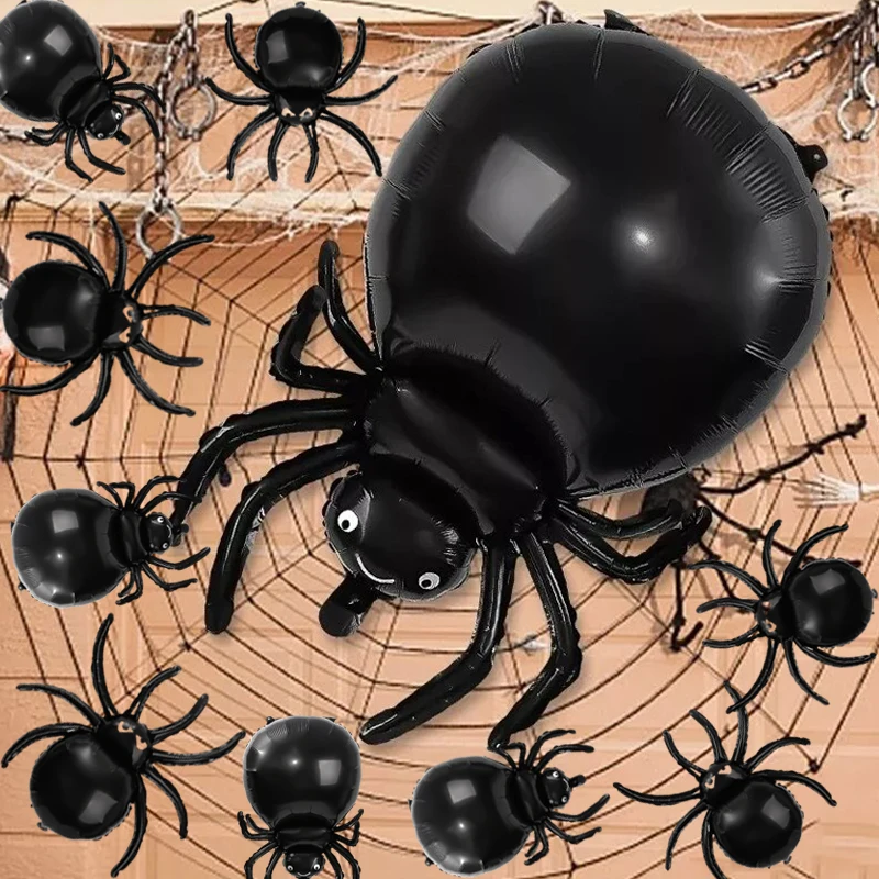 

20/1pc Halloween Black Spider Balloons Large Foil Balloon Kids Inflatable Toys Horror Spider Halloween Props Party Decoration