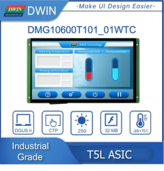DWIN 10.1-inch, 1024*600 Pixels Resolution, 16.7M Colors, IPS-TFT-LCD Display With Conformal Coating. DMG10600T101_01W