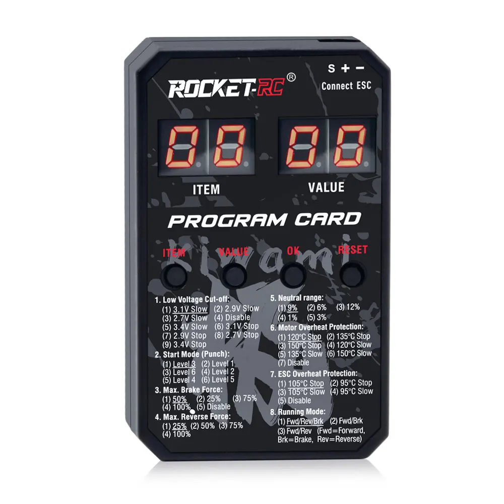 ROCKET-RC 100A センサー付きブラシレス ESC 2-3S 電気スピードコントローラー 1/10 RC ドリフトカー 380/390/540 センサー付きブラシレスモーター用