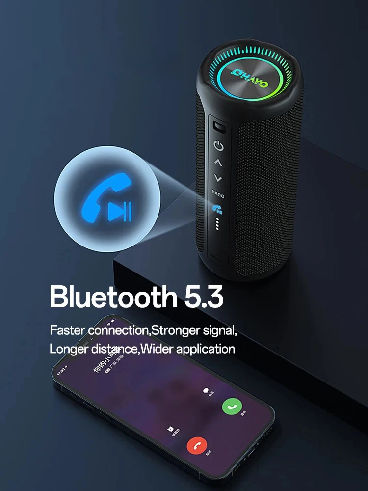 Ohayo Outdoor Speaker, 35W,Bass Boost, 26H Playtime, IPX7 Waterproof, RGB Lights, Bluetooth 5.3, Portable for Outdoor Camping