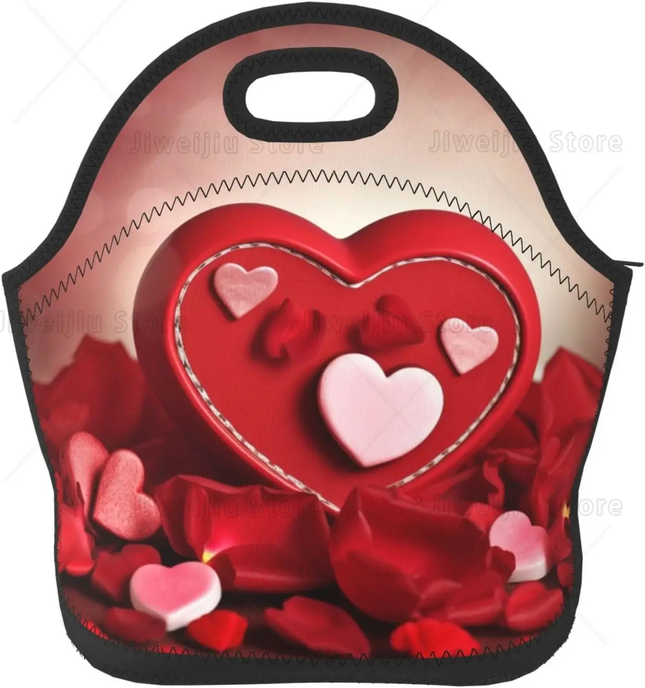 

Neoprene Lunch Bag Happy Valentine's Day Insulated Lunch Box for Women Men Tote Reusable