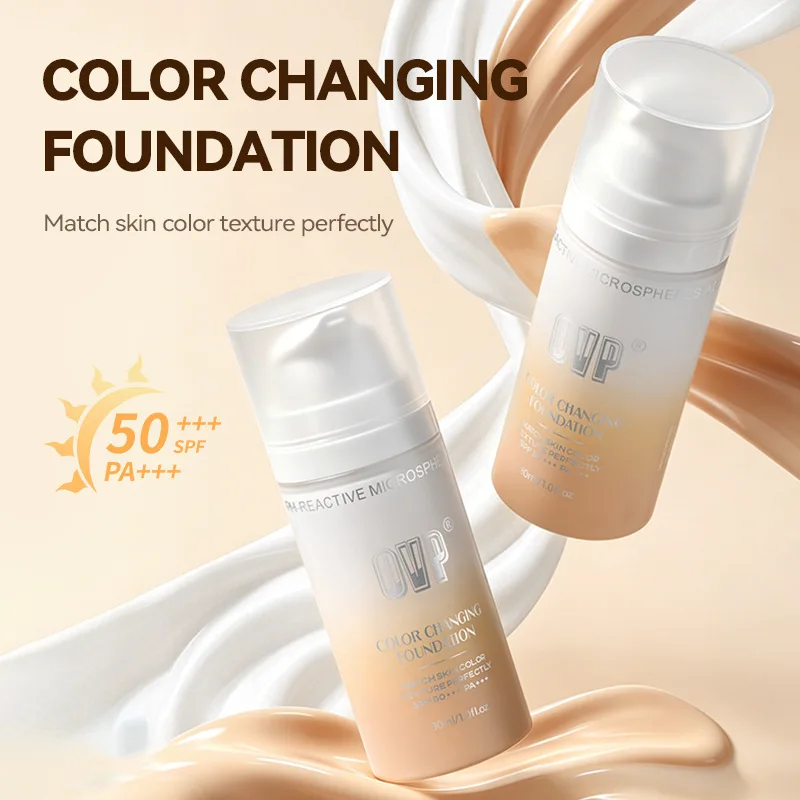 Base de Maquillaje con Protección Solar que Cambia de Color, Adaptable al Tono de Piel, Larga Duración, Base Perfecta para un Maquillaje Impecable