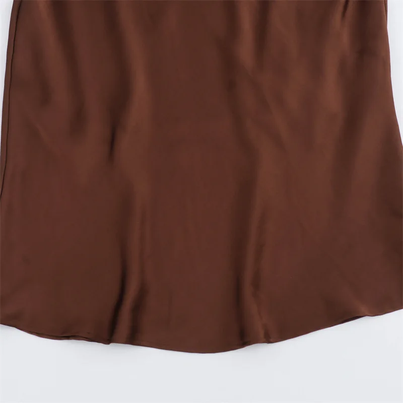 Halterneck Satin Maxi Dress Women's Lace-up Open Back Brown Midi Dress Summer Off-the-Shoulder Party Dress Pleated Evening Gown