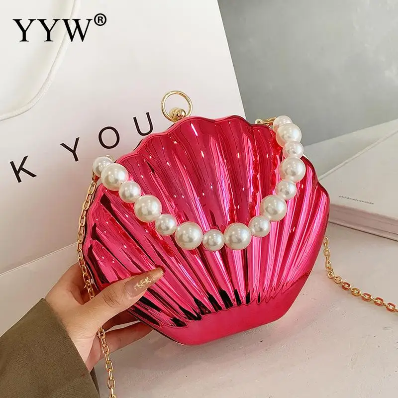 Acrylic Shell Bag Crossbody Bag For Women 2023 New Wedding Bridal Handbag Pearl Beaded Fashion Chain Party Bags Evening Bag