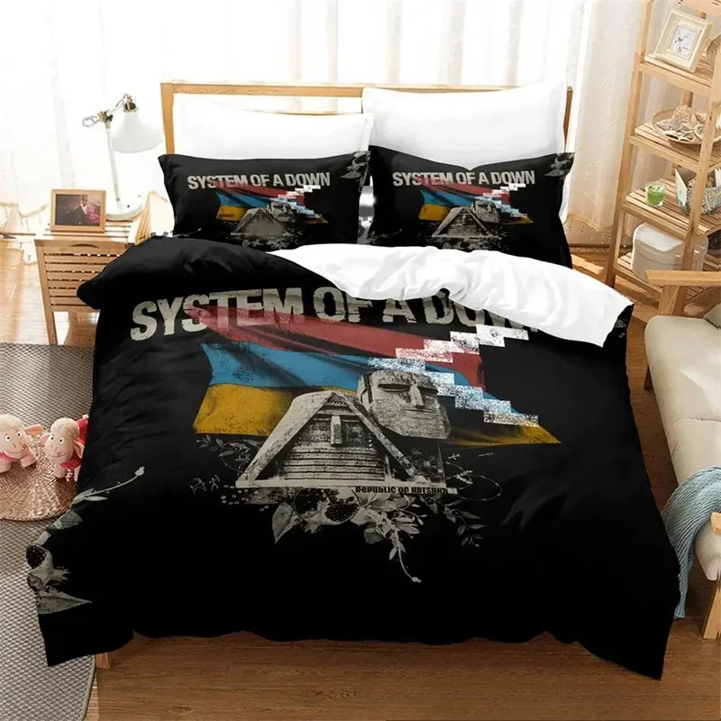 3D Printed rock band S-System Of A Down Bedding Set Boys Girls Twin Queen King Size Duvet Cover Pillowcase Bed boys Teen Adults