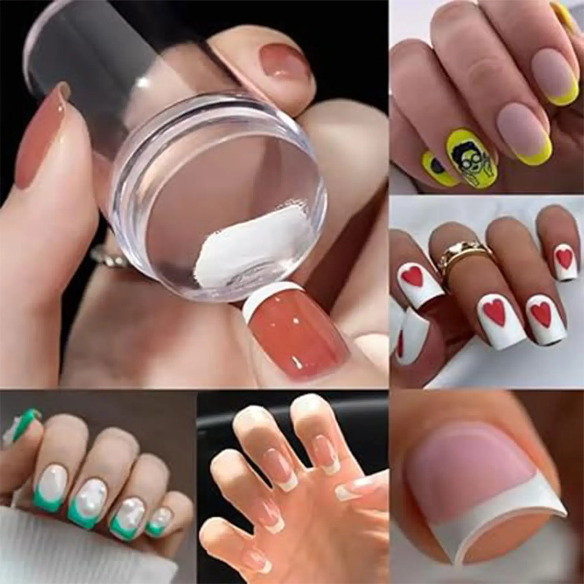 Nagelstempel-Set aus Silikon mit Schaber für French-Tip-Nageldesign und Maniküre-Schablonen