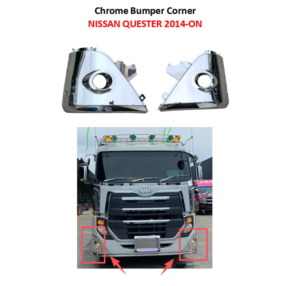 FDONG 1 Set 2 Pcs Chrome Bumper Corner for NISSAN QUESTER  2014-ON