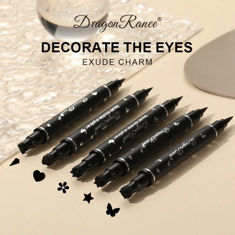 Double Head Star Seal Eyeliner Langdurige waterdichte niet-vlekkende vlinderhart pruim verfraaid oogstaart eyeliner