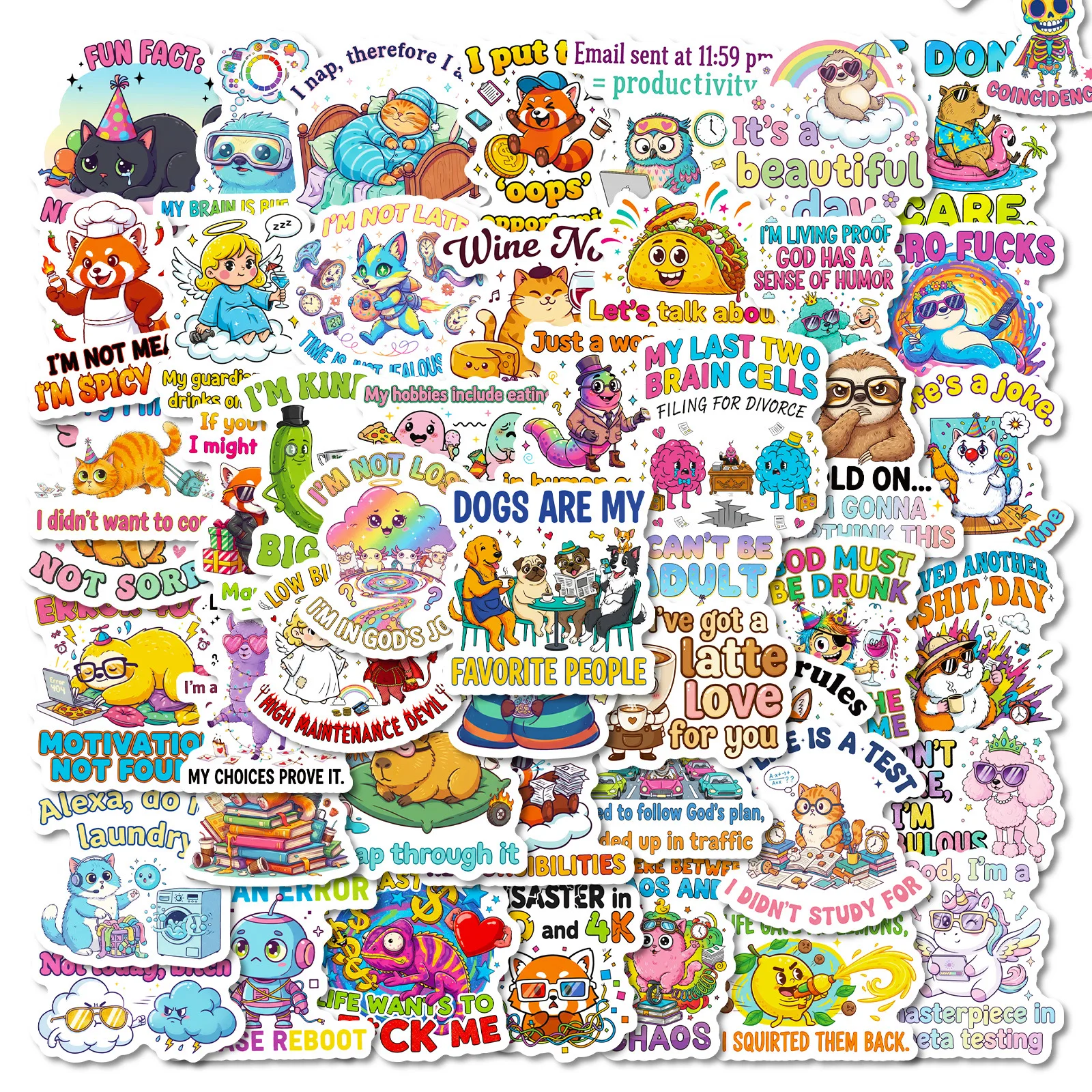 50/100 Stück kreative humorvolle Text Cartoon Aufkleber DIY Spiel für Telefon Laptop Briefpapier Box Gitarre Klavier abnehmbare Aufkleber